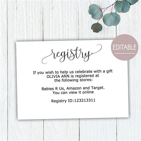 Baby Shower Registry Cards Template Free Printable Templates