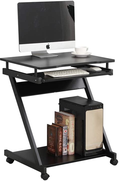 Soges Z Type Laptop Desk Mobile Standing Laptop Cart Small Workstation