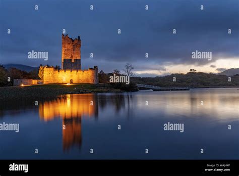 Historic Ross Castle At Dusk In Killarney National Park Ireland Stock