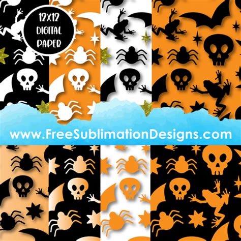 Free Sublimation Print Halloween Skulls Digital Paper Sublimation Print