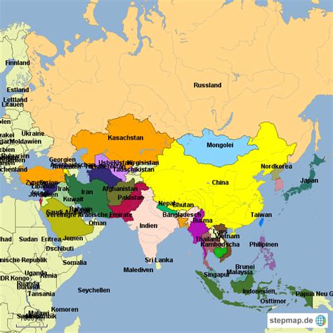 Stepmap Asien Staaten Landkarte Für Asien