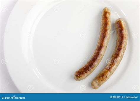 A Pair Of Sausages On A Plate Stock Image Image Of Meat Beef 23290119