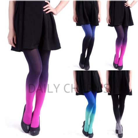 women s sexy fading ombre watercolor gradient stockings footed tights pantyhose womens ombre