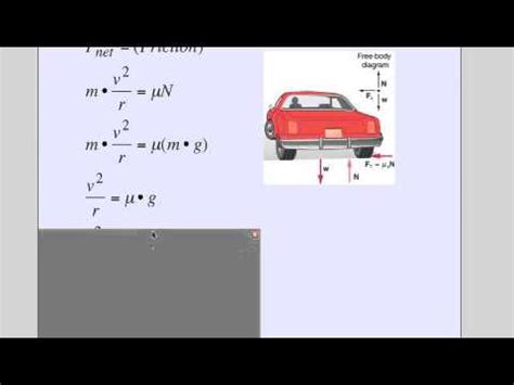 If only i could find the angular velocity first, in radians/second. Physics Circular Motion: #9 Find "mu" for a turn. - YouTube