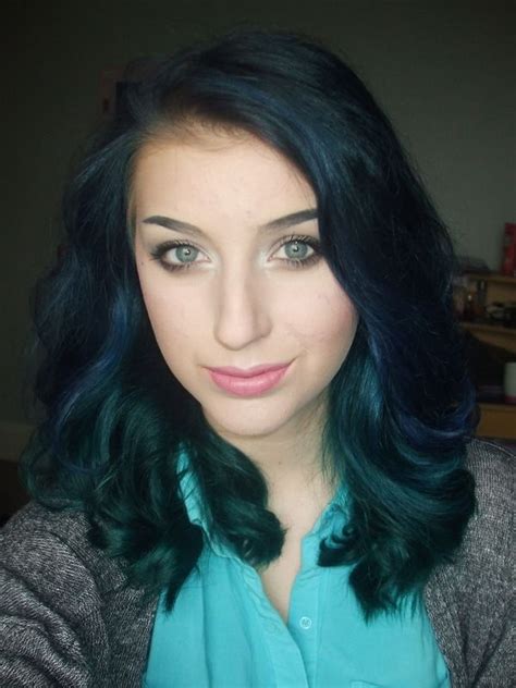 It is a slightly greenish shade of cyan. Blue & Teal Soft Curls | Dark teal hair, Teal hair ...