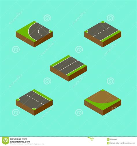 Isometric Way Set Of Plane Way Turn And Other Vector Objects Also