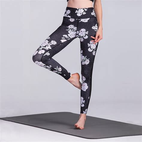 Gertu Women Sexy Mesh Splice Fitness Legging New Flower Print Leggings Brand Sporting Style