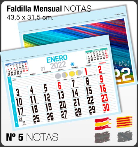 Faldilla Mensual Nº 5 Notas Imprimir Regalo Y Calendarios