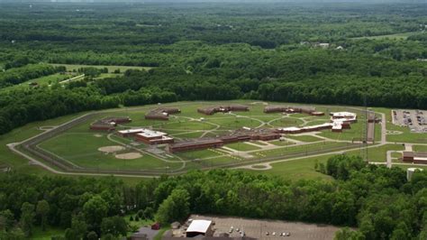 5k Stock Footage Aerial Video Orbiting Trumbull Correctional Institute