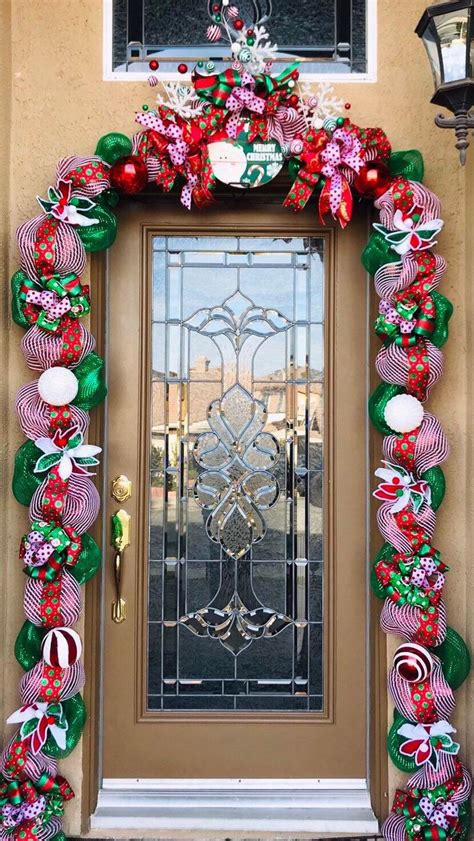 Front Door Christmas Garland With Lights Christmas Door Etsy