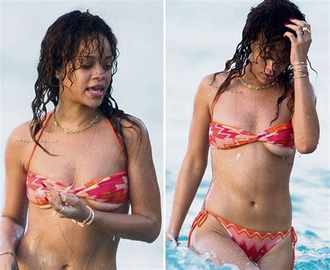 Rihanna Suffers Bikini Wardrobe Malfunction Mirror Online