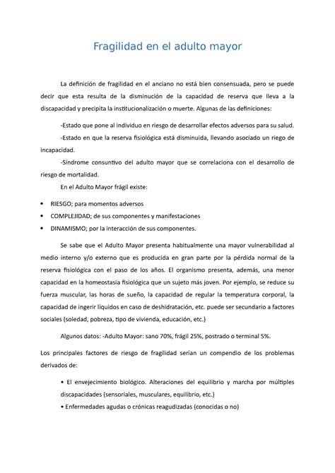 Fragilidad En El Adulto Mayor Fragilidad En El Adulto Mayor La Definici N De Fragilidad En El