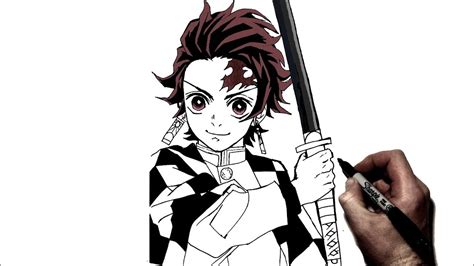 Tanjiro Drawing Black And White Easy