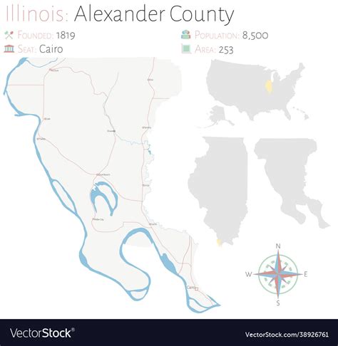 Map Alexander County In Illinois Vector 38926761 
