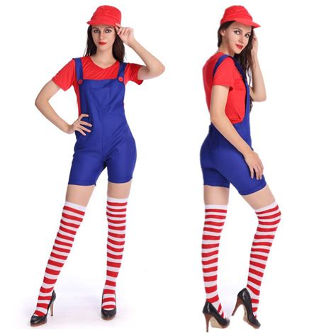 2019 New Halloween Adult Sexy Super Mario Luigi Brothers Costumes Women