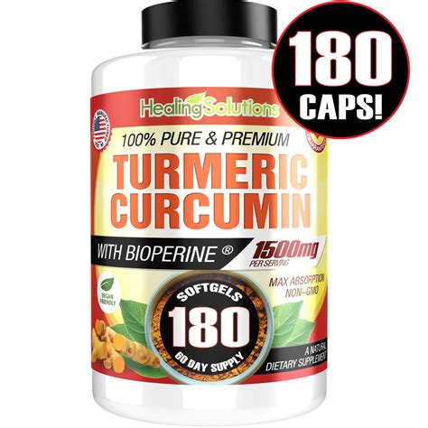 Turmeric Curcumin With Bioperine 1500mg 180 Capsules Maximum Potency