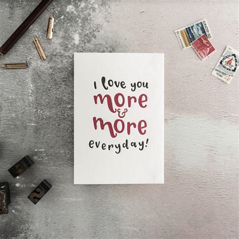 love you more and more everyday letterpress card by hunter paper co