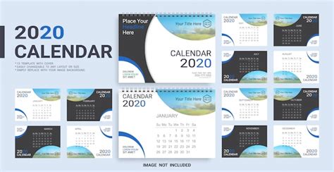 Premium Vector Desk Calendar 2020 Template