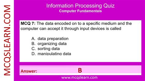 Information Processing Quiz Questions Mcqs Online Test Computer