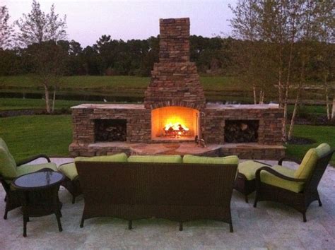 Outdoor Stacked Stone Fireplace