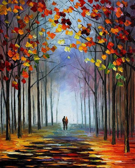 Autumn Fog 4 Palette Knife Oil Painting On Canvas By
