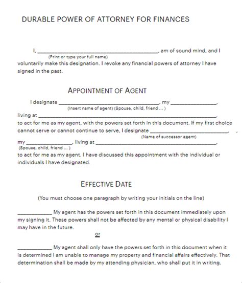 power  attorney forms  word formats