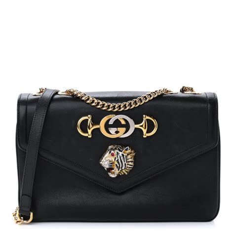 Gucci Calfskin Medium Rajah Shoulder Bag Black 1033094 Fashionphile