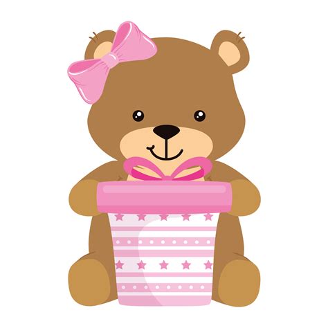 Cute Teddy Bear Female With T Box Pink 1906066 Vector Art At Vecteezy