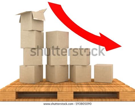 Cardboard Boxes Line Graph Concept3d Render Stock Illustration 193805090