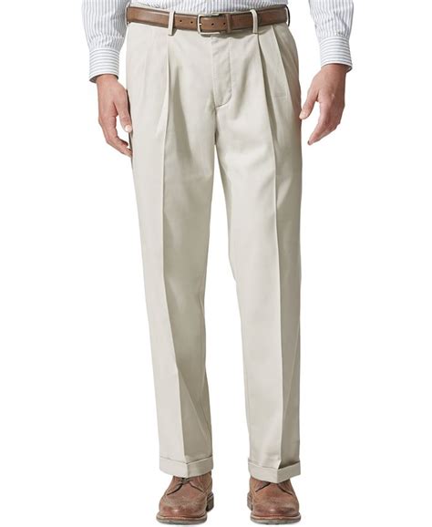 Dockers Mens Comfort Relaxed Pleated Cuffed Fit Khaki Stretch Pants