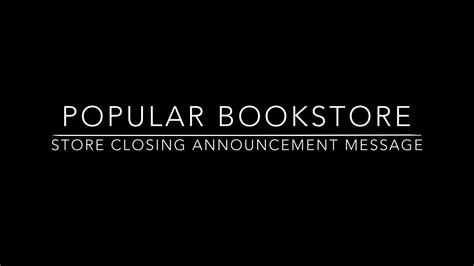 Letter to customers about closing. Popular Bookstore - Store Closing Announcement Message ...