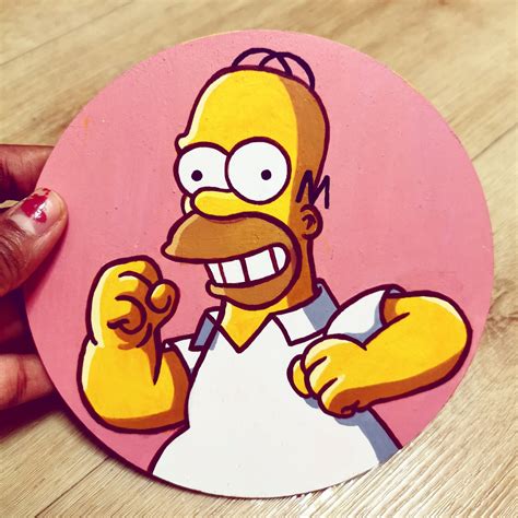 Homer Simpsons Acrylic Painting On Wood Illustration Etsy