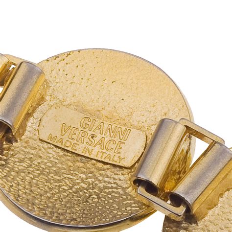 Vintage Gianni Versace Massive Gold Toned Bracelet With 5 Medusas