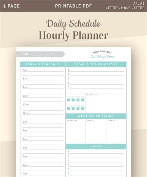 Daily Planner 2020 Daily Planner Printable Template With Top Etsy