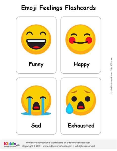 Free Printable Emoji Feelings Flashcards Flashcards Kiddoworksheets