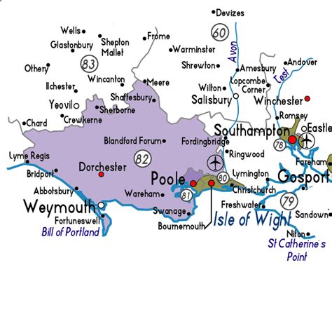 Map Of Dorset In England Useful Information About Dorset