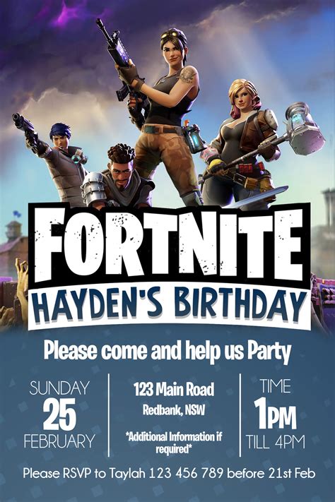 Fortnite Birthday Invitation | Personalised Invitations ...