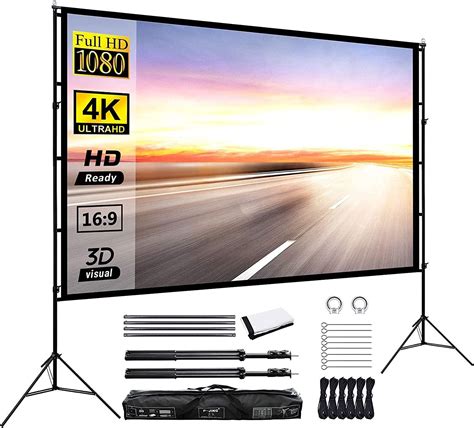 projector screen with stand 120inch portable projection screen 16 9 4k hd rear front