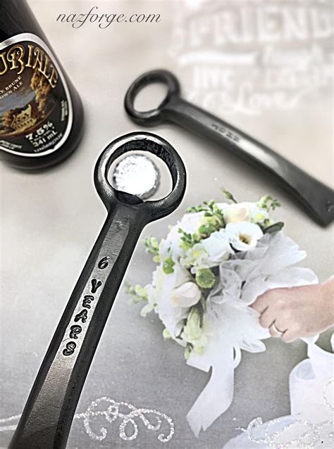 What makes the best gift to celebrate a wedding anniversary? 6th Year Iron Wedding Anniversary Gift Bottle Opener - 6 ...