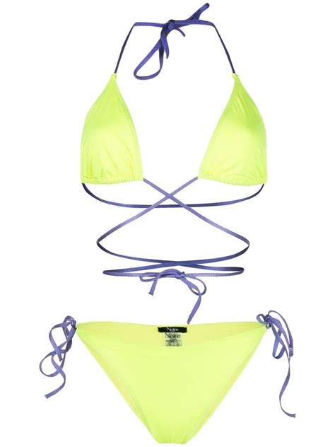 Noire Swimwear Tanning Wraparound Bikini In Yellow Lyst Australia