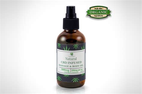 Natural Cbd Infused Massage And Body Oil 4oz 1000mg