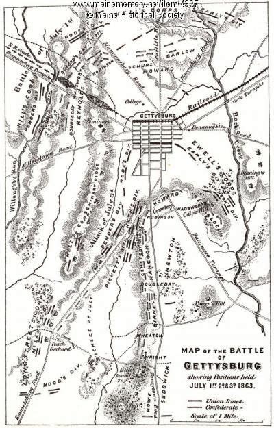 Map Of Gettysburg Battlefield 1863 Brown Research Library Collections