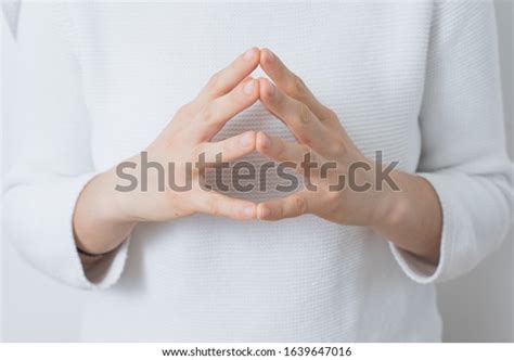 Female Hands Together Front Body On Stock Photo 1639647016 Shutterstock