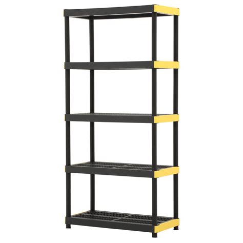 Hdx 18 In X 36 In X 74 In Black And Yellow Plastic Ventilated 5 Tier