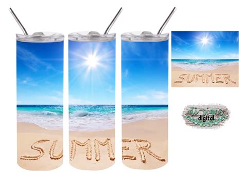 Beach Summer Digital Image For Sublimation 20oz Skinny Tumbler