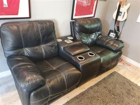 Leather Reclining Couch With Built In Speaker And Drinks Cooler In