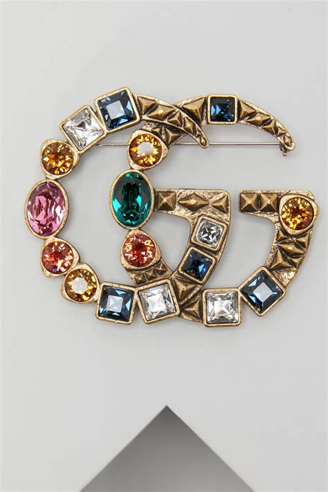 Shop the gucci official website. Gucci GG Crystal Brooch in Metallic - Lyst