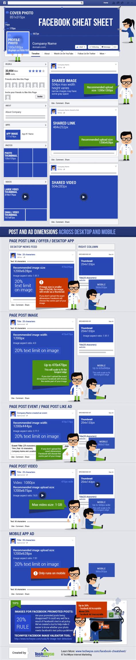 Facebook Cheat Sheet Facebook Sizes Dimensions Infographic Reverasite