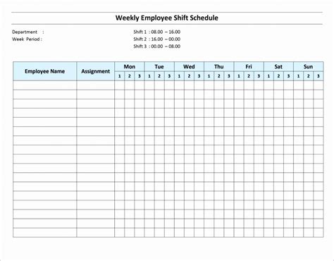Extra Large Printable Blank Weekly Employee Schedule Calendar
