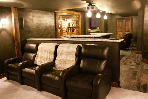 Rustic Theatre Room Rustic Home Theater Boston By Jewels Interiors